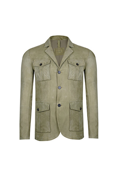 Desa Antonin Yeşil Erkek Süet Safari Deri Ceket