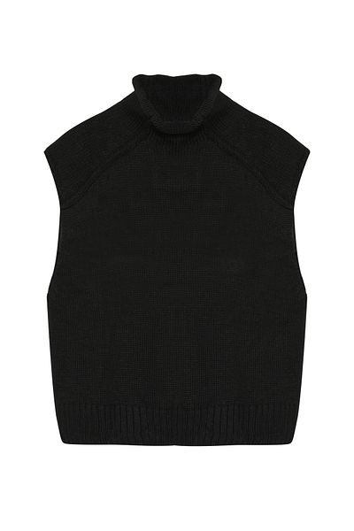 Quzu Black Knitwear Sweater - Reverse Sewing Detail