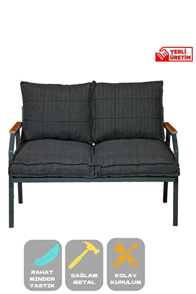 UFUK HOME İkili Koltuk Bahçe Mobilyası Bahçe Takımı Metal Balkon Takımı Çay Seti