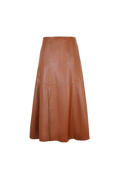 Desa Aulii Brown Women's Slit Leather Skirt