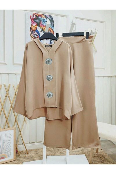 Zümrüt 1710 Model Hijab Panco and Pants Set - Stone Detailed