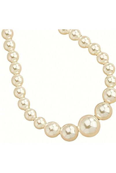 Genel Markalar Beyaz Büyük İnci Choker Kolye Küpe Set