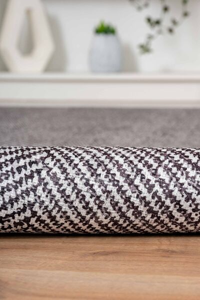 Serente Home Jüt Desenli Yıkanabilir Kaymaz Taban Şönil Gri Beyaz Antre Halısı 4012