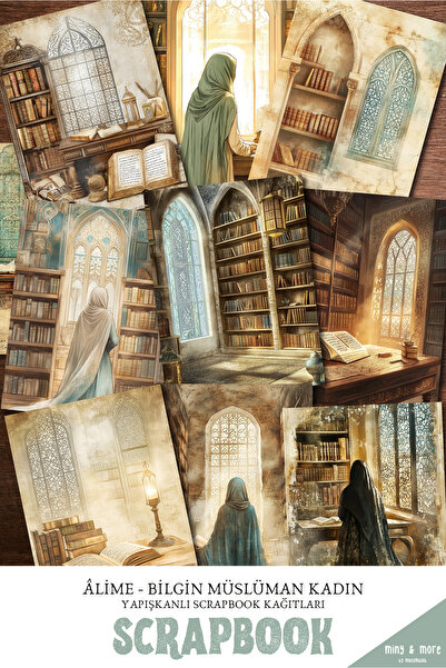 MuslimWalk Âlime – Bilgin Müslüman Kadın – Yapışkanlı Scrapbook Kağıtları 10’...