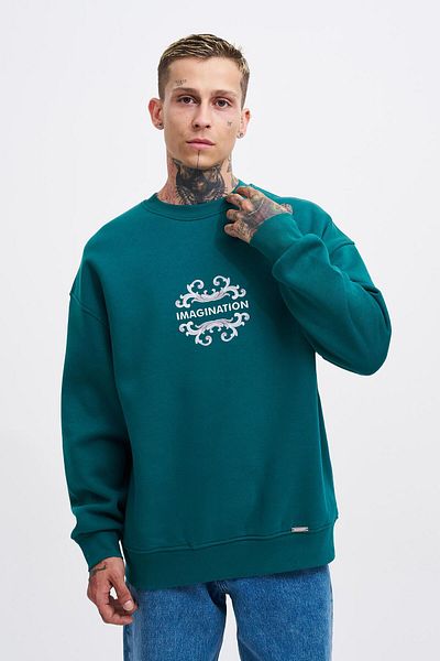 Machinist Ανδρικό φούτερ με στάμπα Renaissance Oversize Petrol Green