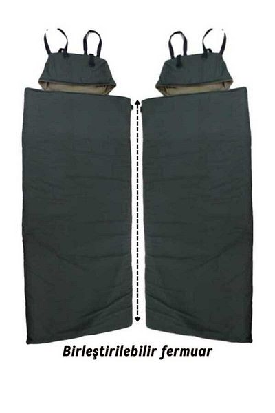 Med Online 2-Piece Combinable and Detachable Double Khaki Sleeping Bag - (-25) Micro Water Repellent Camping (2.15×1.50)