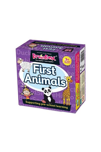 Green Board Games Brainbox 90073 - لعبة بطاقات الذاكرة الإنجليزية من My First Animals، Greenboard