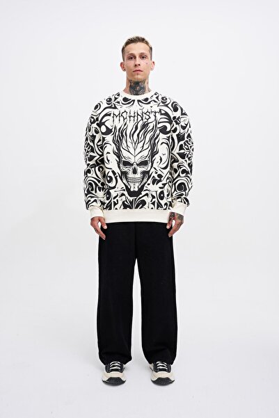 Machinist Ανδρικό φούτερ εκρού με στάμπα με κρανίο