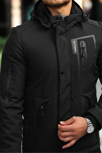 FEEL STYLE Palton softshell de iarnă pentru bărbați - umplut cu fibre de blană pe interior