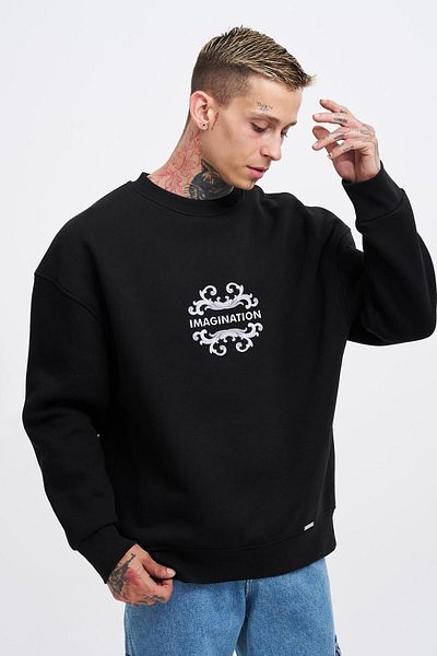 Machinist Ανδρικό φούτερ με στάμπα Renaissance Oversize μαύρο