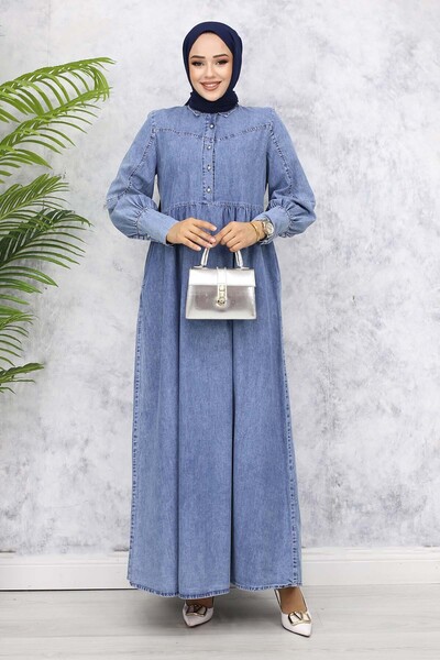 benguen Μπλε τζιν φόρεμα - Με μεταλλικά κουμπιά 823