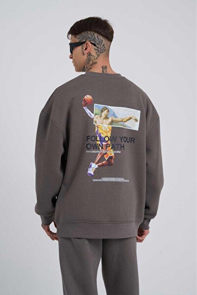 Machinist Ανδρικό φούτερ Follow Your Own με τύπωμα Basic oversized Anthracite