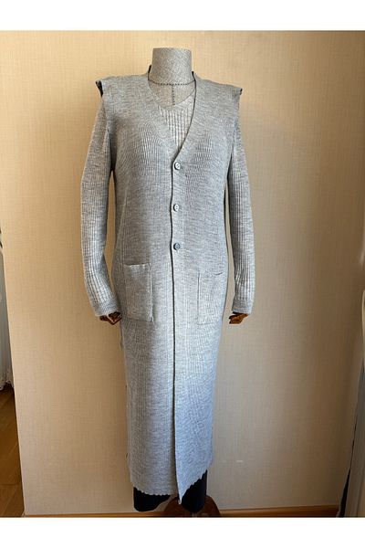 TEK Gray Knitwear Long Ribbed Tunic Vest
