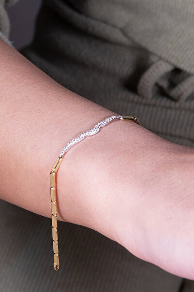 Adil İdil Kuyumculuk Kıvrımlı Taş Sıralı Şık Künye