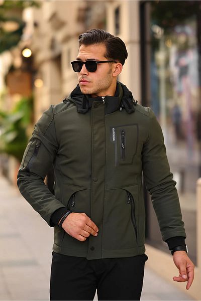 FEEL STYLE Χειμερινό ανδρικό παλτό Softshell - Νερό, Κρύο, Αντιανεμικό, Γεμισμένο με Γούνινο Εσωτερικό