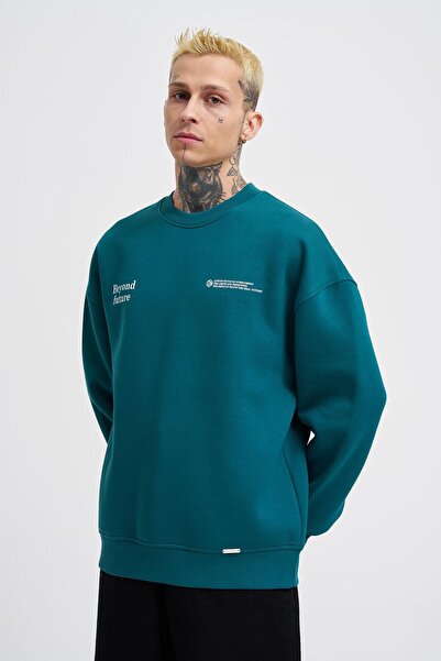 Machinist Ανδρικό φούτερ Smoking Kill με τύπωμα oversized Petrol Green