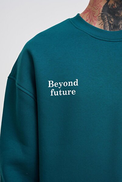 Machinist Ανδρικό φούτερ Smoking Kill με τύπωμα oversized Petrol Green