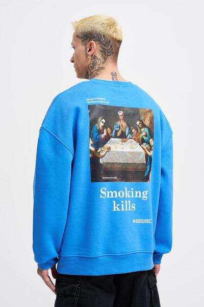 Machinist Чоловічий светр Oversize Saks з принтом Smoking Kill