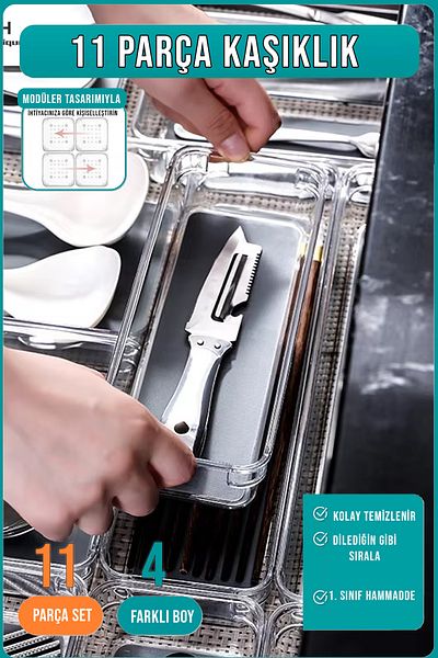 FİTHOME Set of 11 Spoon Holder and Drawer Organizer Modular Organizer