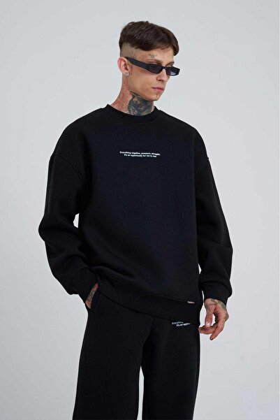 Machinist Чоловічий базовий оверсайз-светр чорного кольору з принтом Follow Your Own
