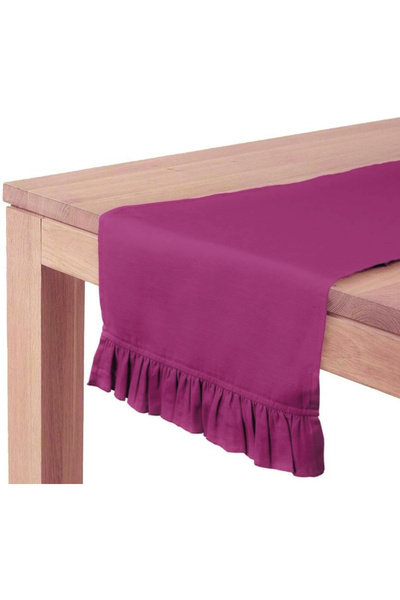 Bc Home Vişne, Mürdüm Fırfırlı Runner 40 x 140 cm Yumuşak Tuşeli,Kadife Görün...