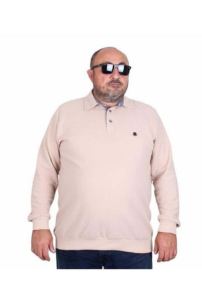 Starbattal Ανδρικό φούτερ Polo Neck Plus Size - 24409 ΜΠΕΖ