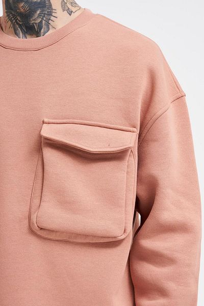 Machinist Ανδρικό φούτερ με λαιμόκοψη με τσέπες Basic Super Oversize Copper