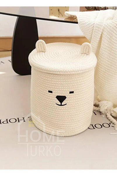 HomeTurko Καλάθι ρούχων με στρογγυλό καπάκι από γιούτα, Καλάθι για βρώμικα ρο...