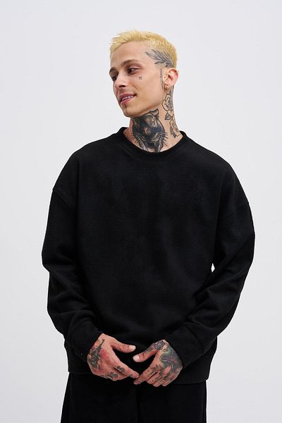 Machinist Ανδρικό φούτερ Ponte Cashmere Oversize μαύρο