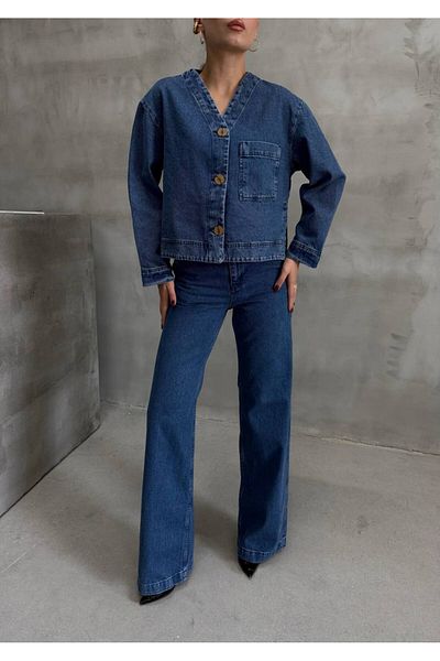 369 etnik butik V-Neck Modern Double Combination