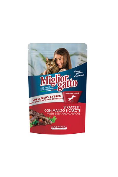 Miglior Gatto Beef and Carrots Cat Food Pouch - 100 g
