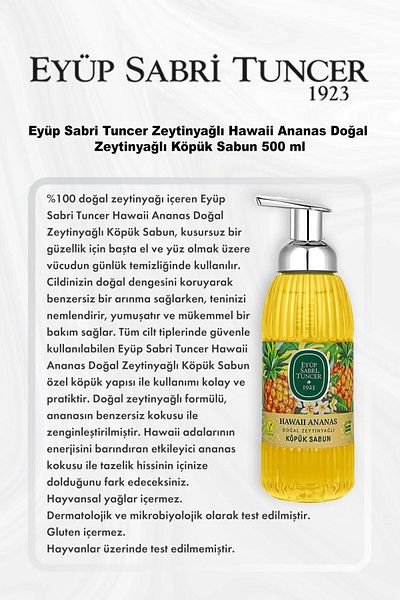 Eyüp Sabri Tuncer 500ml Natural Olive Oil Hawaiian Pineapple Soap - Buy 5Pcs and Pay 4Pcs and Rosie