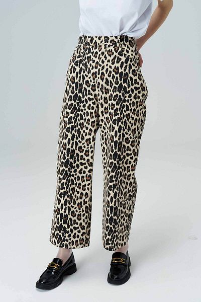 Merve DAĞLI Pantaloni WILD cu talie înaltă cu imprimeu leopard