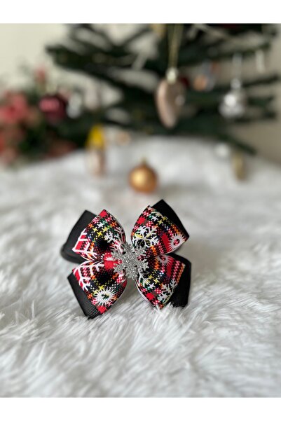 MeloKids مشبك تاج بشريط عيد الميلاد مع تفاصيل ندفة الثلج باللون الأسود