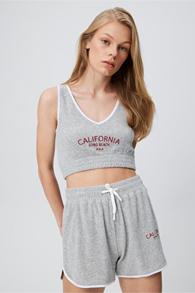 BABOKAH Nakışlı Havlu Crop Top