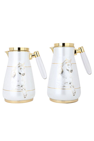 Alsaif Gallery A Cream Thermos Set With A Transparent Hand Pattern Of Two Pieces