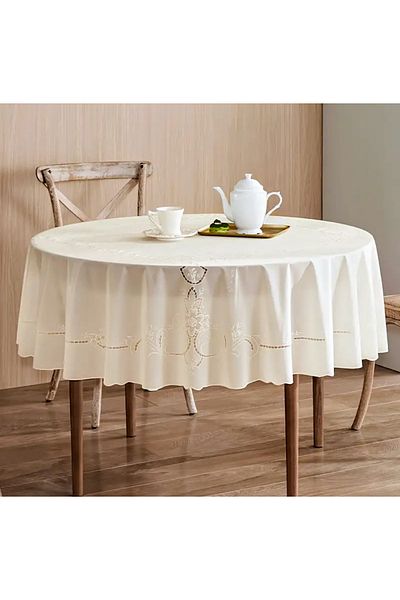Blue Home Față de masă rotundă anti-alunecare din PVC din dantelă albă Meiwa, 180 cm