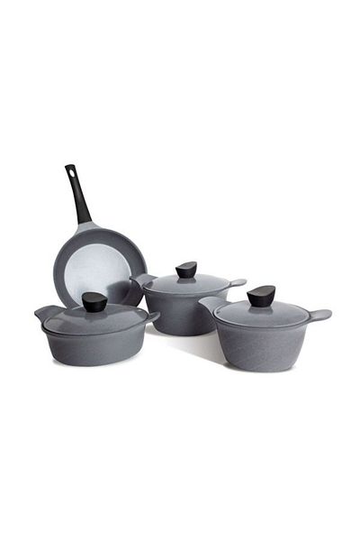 Tornado Korean Granite Cookware Set, 7 Pieces, Gray