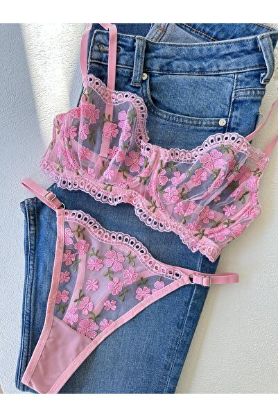 dem merys Set sutien cu imprimeu trifoi roz