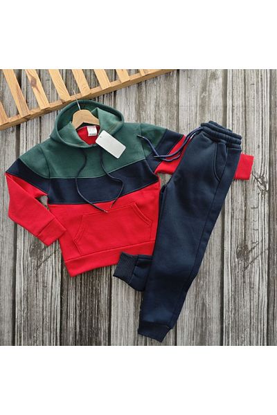 esmacamoda Green Black Red Men's Tracksuit Set