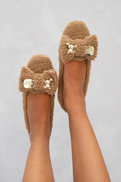 Beyond Women's Mink Gurva Teddy Bear Buckle Plush Home Flats 1cm Byndshr01