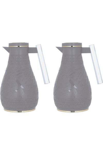 Alsaif Gallery Karam Cappuccino Thermos Set, Islamic Engraving, Acrylic Handle, Two Pieces