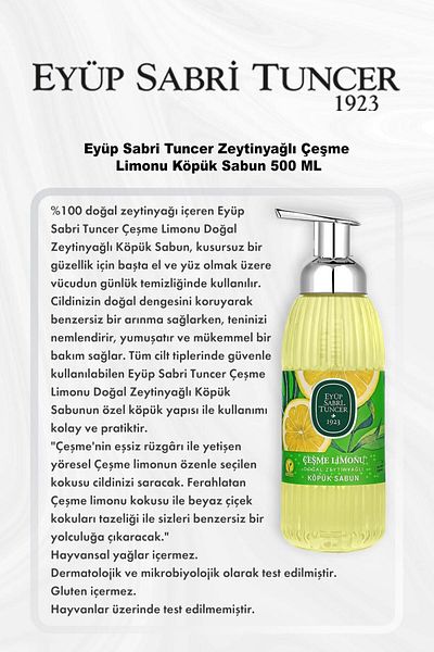 Eyüp Sabri Tuncer 500 ml Fountain Lemon Foam Soap with Olive Oil - Buy 5 Pay 4, Rosie Cotton