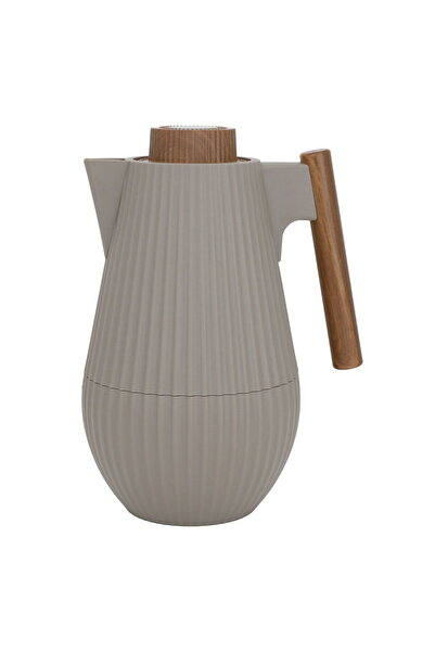 Alsaif Gallery ترمس كابتشينو مطفي بمقبض خشبي من ليار، سعة 1 لتر