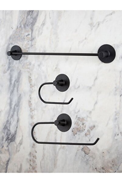 evina Yuvarlak Yapışkanlı Set Uzun Havluluk Rulo Havluluk Wc Tuvalet Kağıtlık Siyah