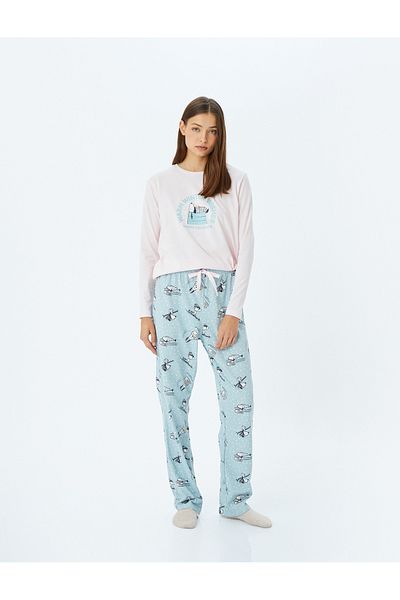 Koton Set de pijamale Snoopy din bumbac cu licență