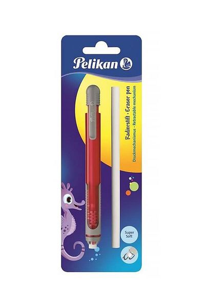 Pelikan Tip de stilou cu rezervă de gumă de șters blister roșu