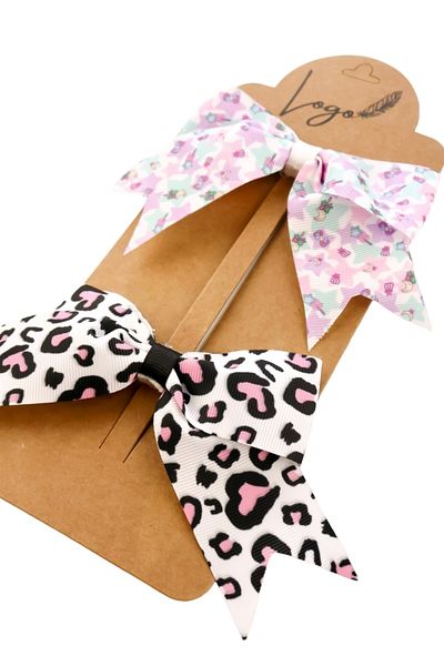 LOGO AKSESUAR Set de 2 catarame cu model leopard roz