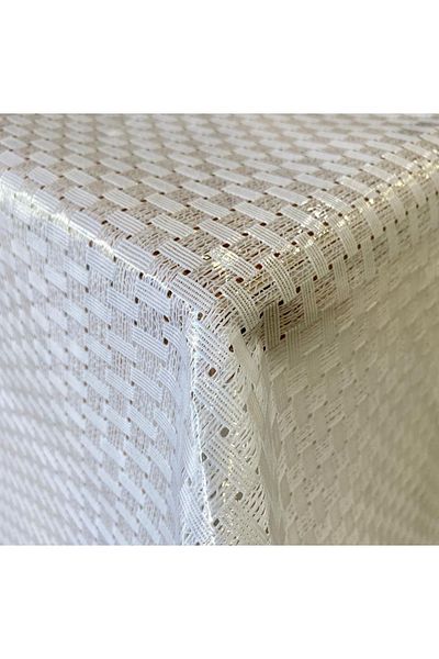 Blue Home Lux Transparent Coated Lace Look Non-Slip Easy to Wipe- Stain-Proof Pvc Tablecloth -Lal6