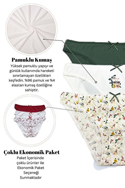Pierre Cardin 3'lü Ekonomik Paket Flowers Garden 2700 Pamuklu Basic Baskı Ve Desenli Brief Külot